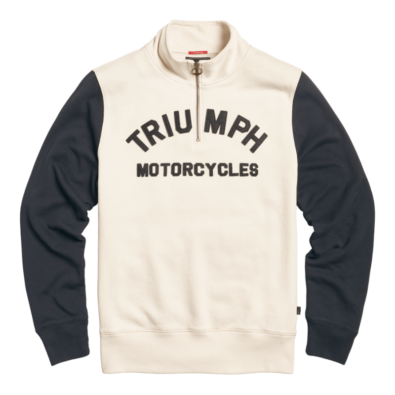 Ribble Quarter Zip Logo Heavyweight Sweatshirt in Bone | Triumph 